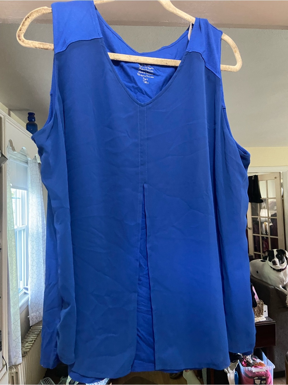 Chico's Cobalt V-Neck Sleeveless Tank with Front Pleat